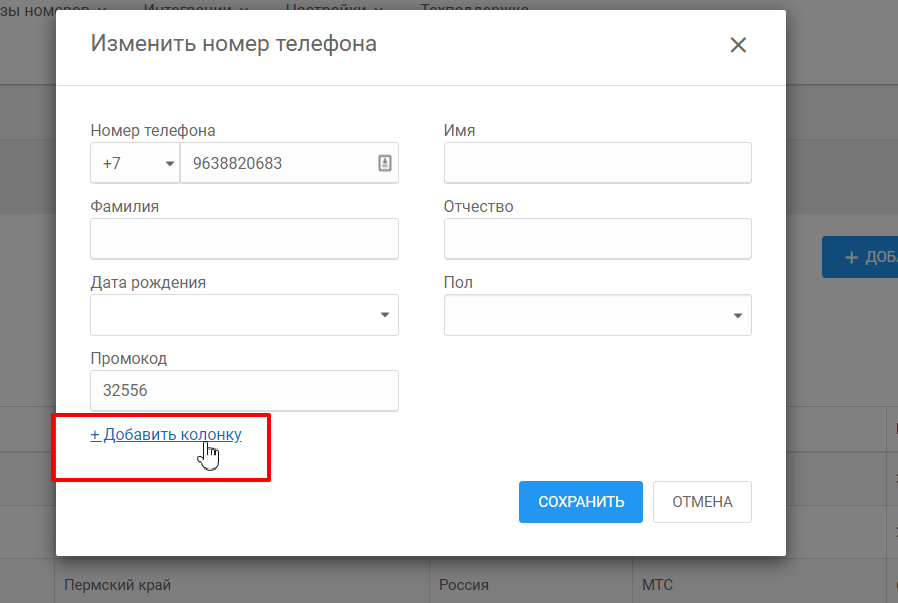 Дополнительные поля для P1sms